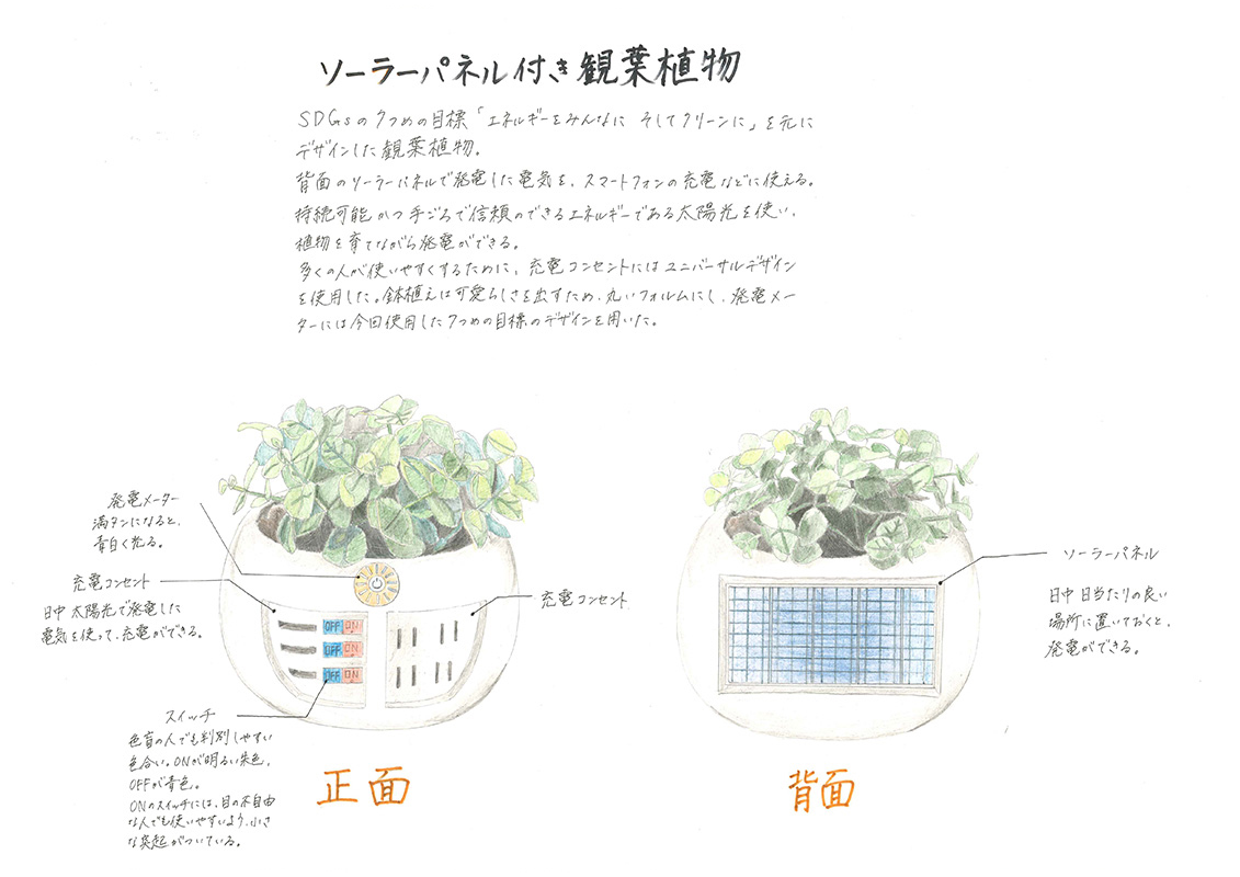 ソーラーパネル付き観葉植物